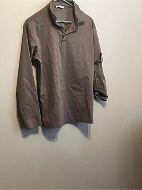 Men's Long-Sleeve Polo in Brown Taupe